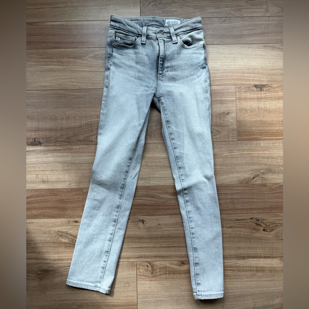AG Denim Mari Crop High Rise Slim Straight Sz 24 Gray